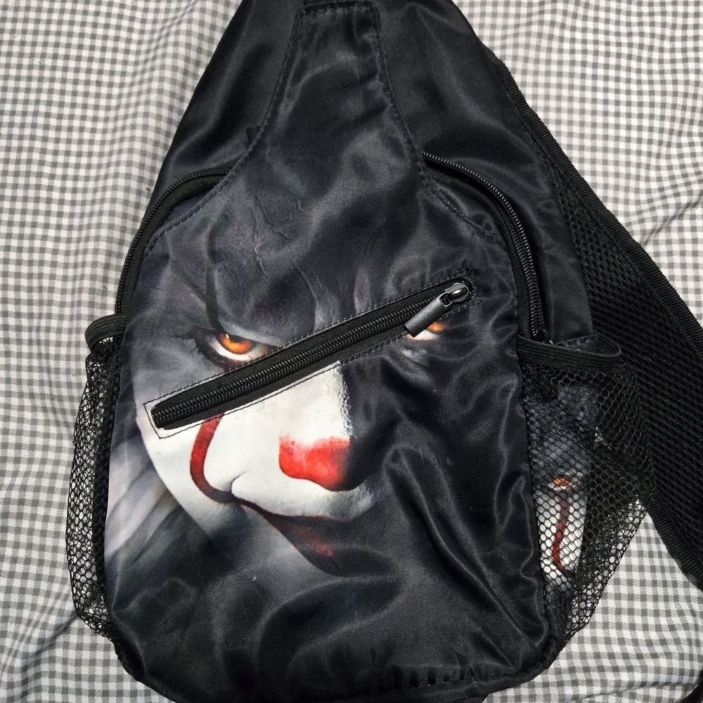 Men's Black and Red Graphic Belt Bag